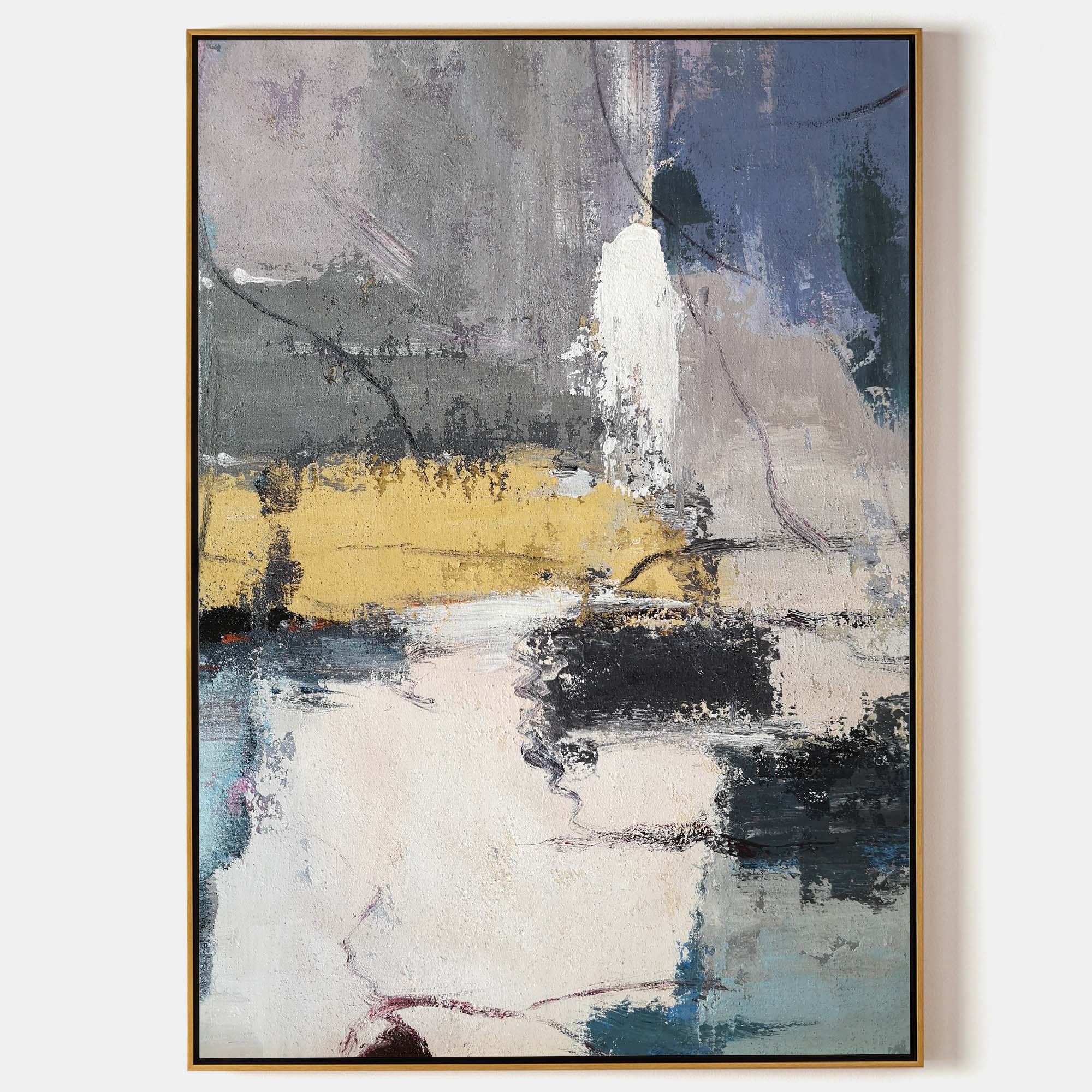 Large Abstract Canvas Art Abstract Landscape Painting Blue And Yellow ...