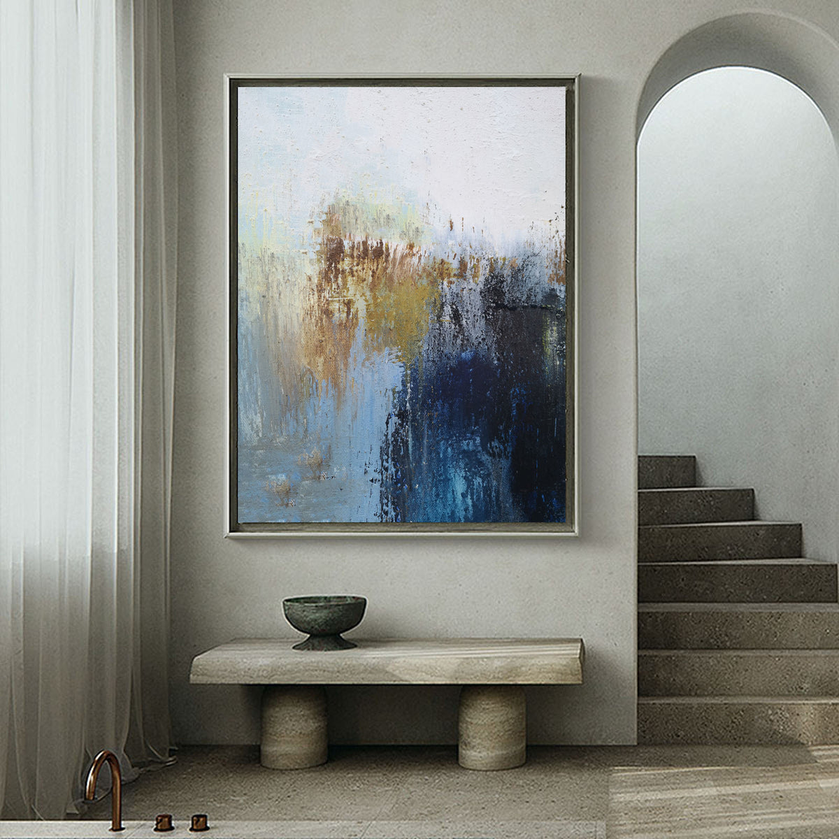 Large Modern Abstract Painting Original Blue And Yellow Abstract Paintings On Canvas Extra Large Abstract Acrylic Painting For Living Room
