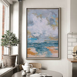 Vertical Modern Beach Canvas Painting Abstract Ocean Painting Large Beach Artwork For Living Room