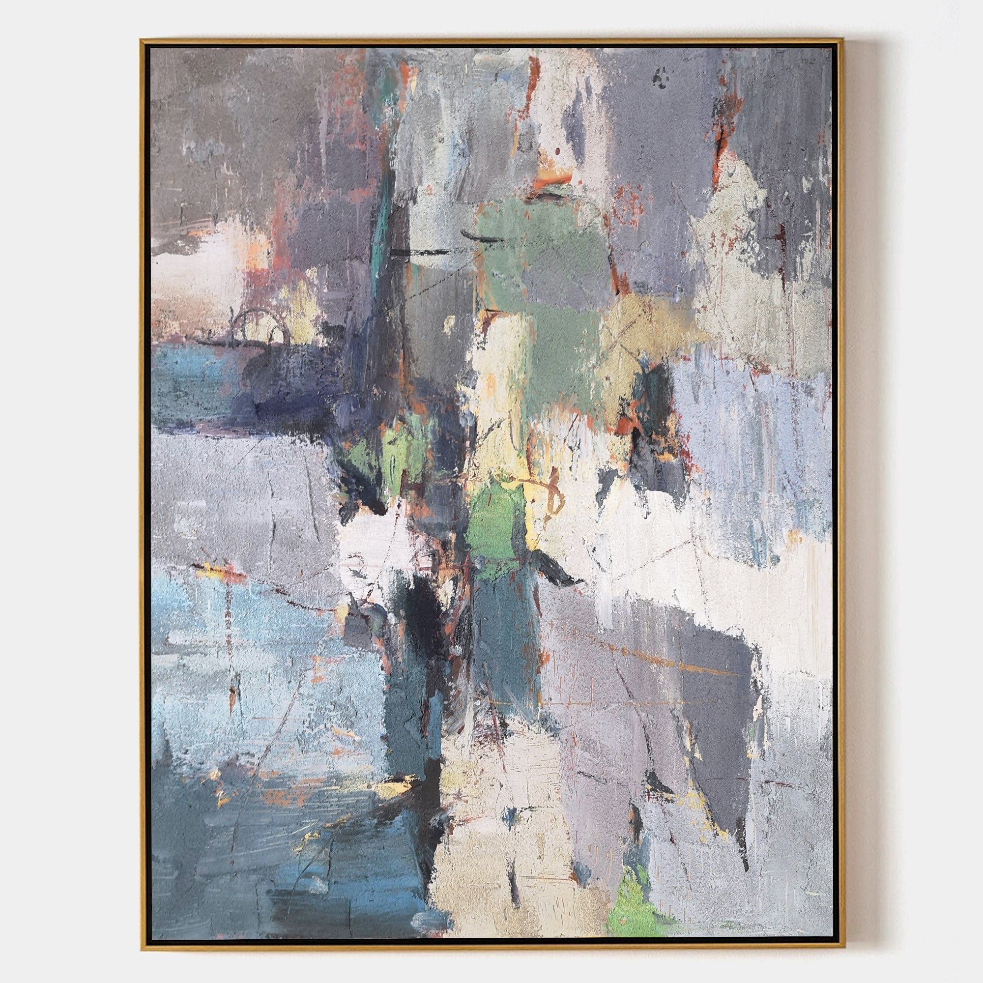 Large Textured Acrylic Painting On Canvas Impressionism Abstract Framed Art