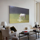 Large White Horse Acrylic Painting Horse Canvas Wall Art Modern Horses Painting For Sale