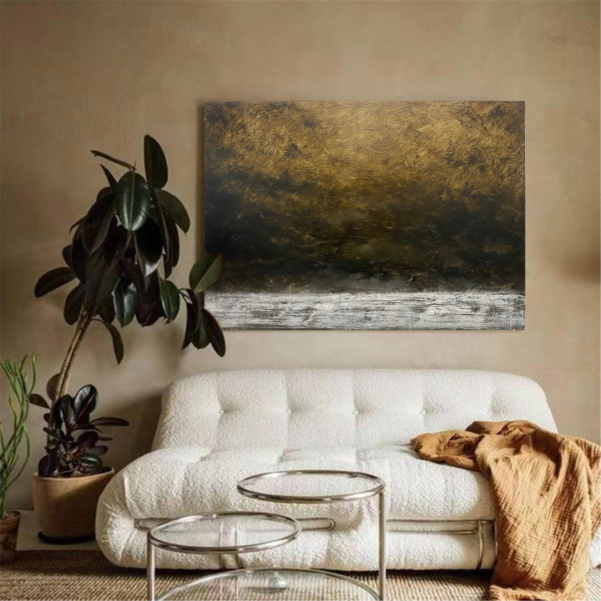Large Abstract Beach Canvas Painting Impressionist Seascape Paintings Modern Beach Wall Art