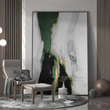 Large Green And Gold Abstract Wall Art Framed Abstract Art Green Abstract Painting Impressionism Abstract