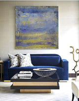 Blue And Yellow Abstract Art Blue Canvas Art Extra Large Wall Decor