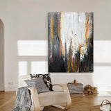 Abstract Black And Gold Canvas Painting Large Original Acrylic Abstract Canvas Art Modern Abstract Painting