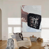 Large Grey Abstract Acrylic Painting Grey Black Abstract Canvas Wall Art Grey Abstract Art For Livingroom