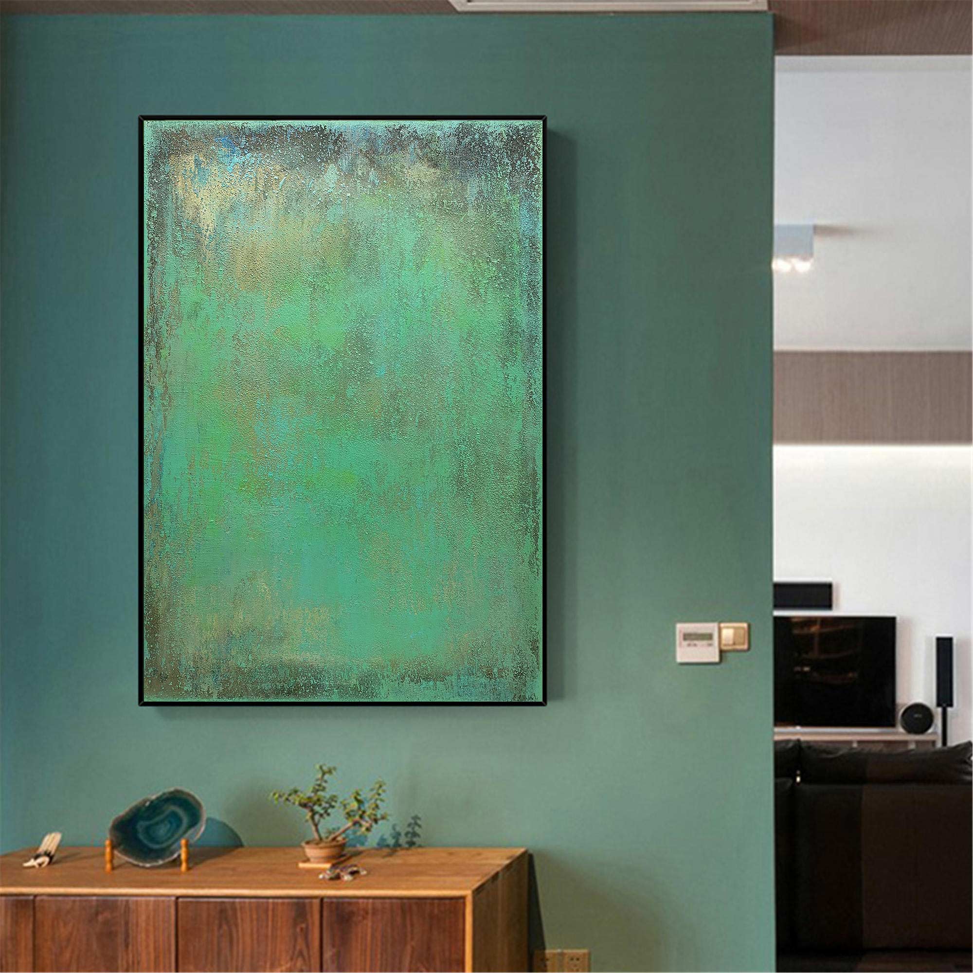 Green Modern Abstract Painting On Canvas Contemporary Art Original Abstract Canvas Art For Sale