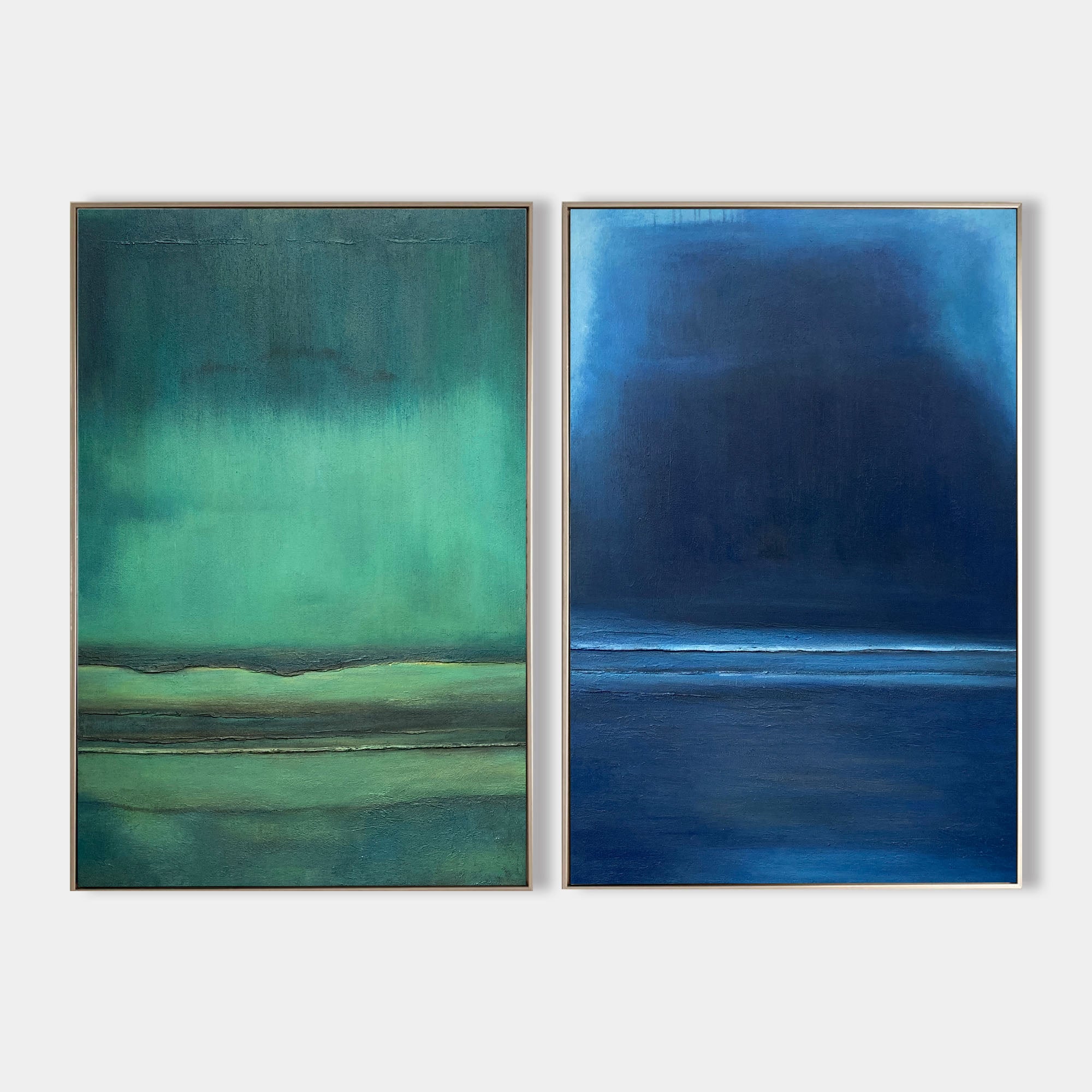 Green Blue Minimalist Art Set of 2 Texture Art Green Texture Art Blue Minimalist Art For Livingroom