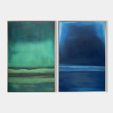 Green Blue Minimalist Art Set of 2 Texture Art Green Texture Art Blue Minimalist Art For Livingroom