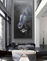 Large Black Arabian Horse Paintings Equestrian Painting Framed Horse Wall Art