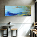 Abstract Seascape Paintings Acrylic Large Seascape Wall Art Beach Canvas Art Panoramic Abstract Painting For Livingroom