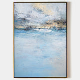 Large Beach Sunset Painting Original Acrylic Blue Ocean Canvas Wall Art