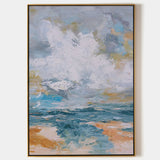 Vertical Modern Beach Canvas Painting Abstract Ocean Painting Large Beach Artwork For Living Room