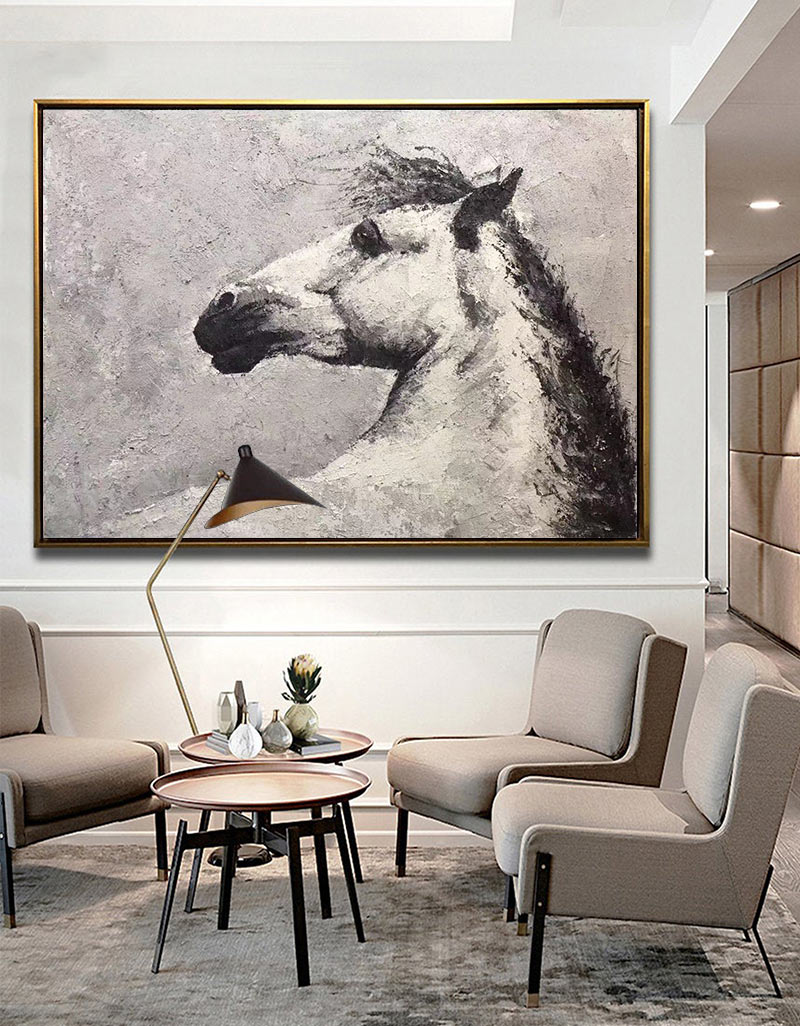 Horse Acrylic Painting White Horse Art Framed Horse Art Horse Portrait Painting