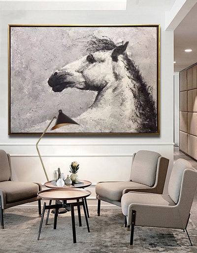 Horse Acrylic Painting White Horse Art Framed Horse Art Horse Portrait Painting