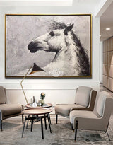 Horse Acrylic Painting White Horse Art Framed Horse Art Horse Portrait Painting