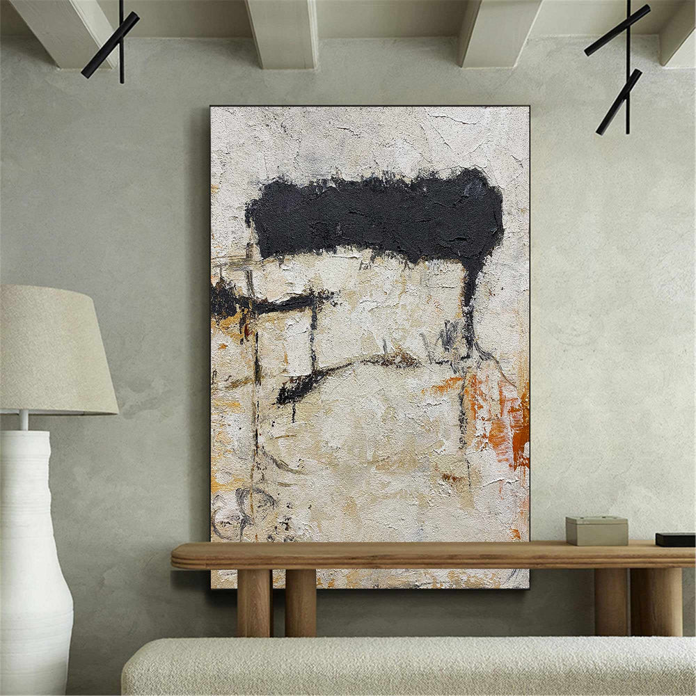 Original Minimalist Abstract Art Large Black White Yellow Acrylic Painting On Canvas Contemporary Art Modern Canvas Art