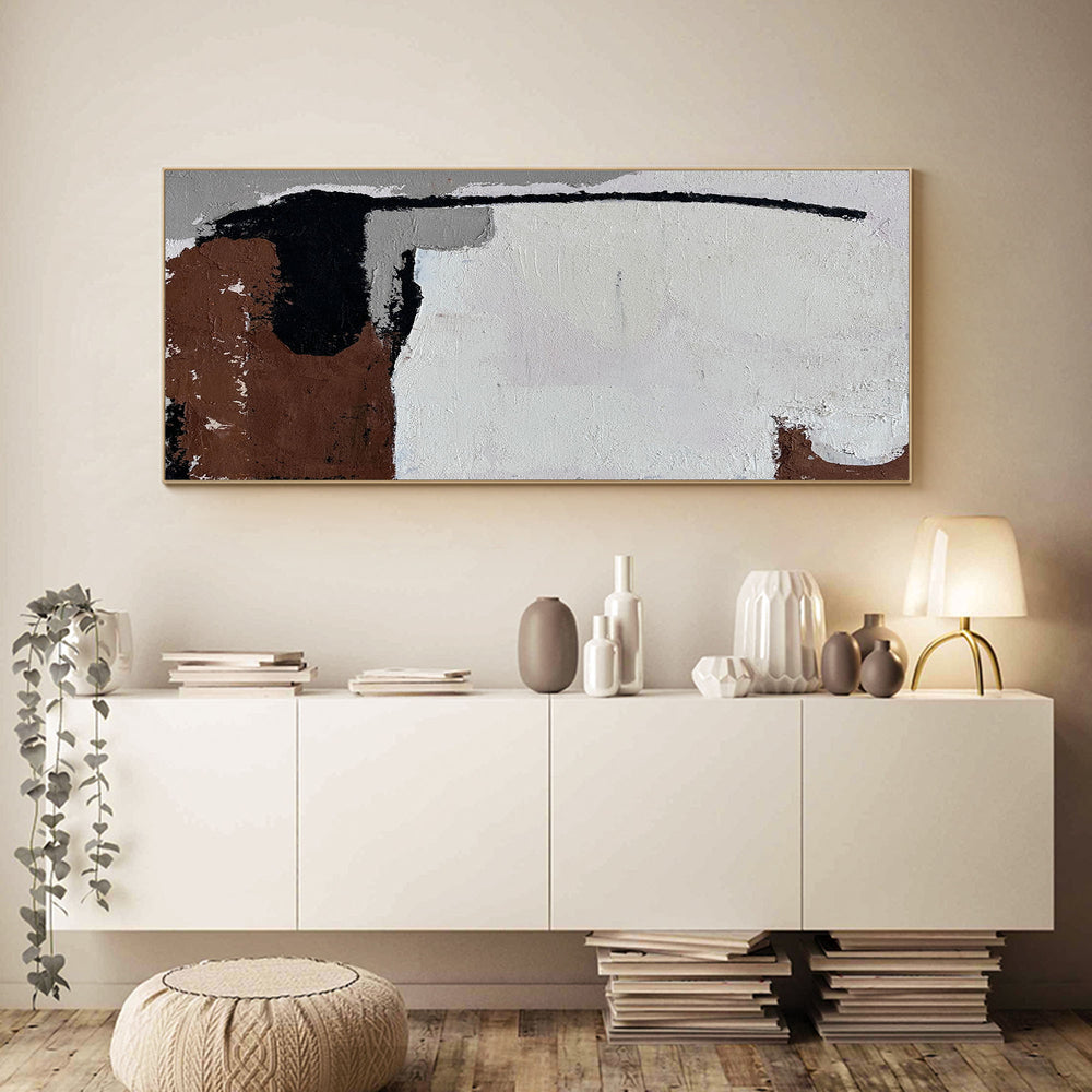 Extra Large Brown Grey Abstract Wall Art, Modern Interior Canvas Wall Art Abstract Acrylic Painting