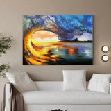 Sunset And Ocean Acrylic Painting Large Ocean Canvas Art Ocean Wave Art For Living Room Wall Art