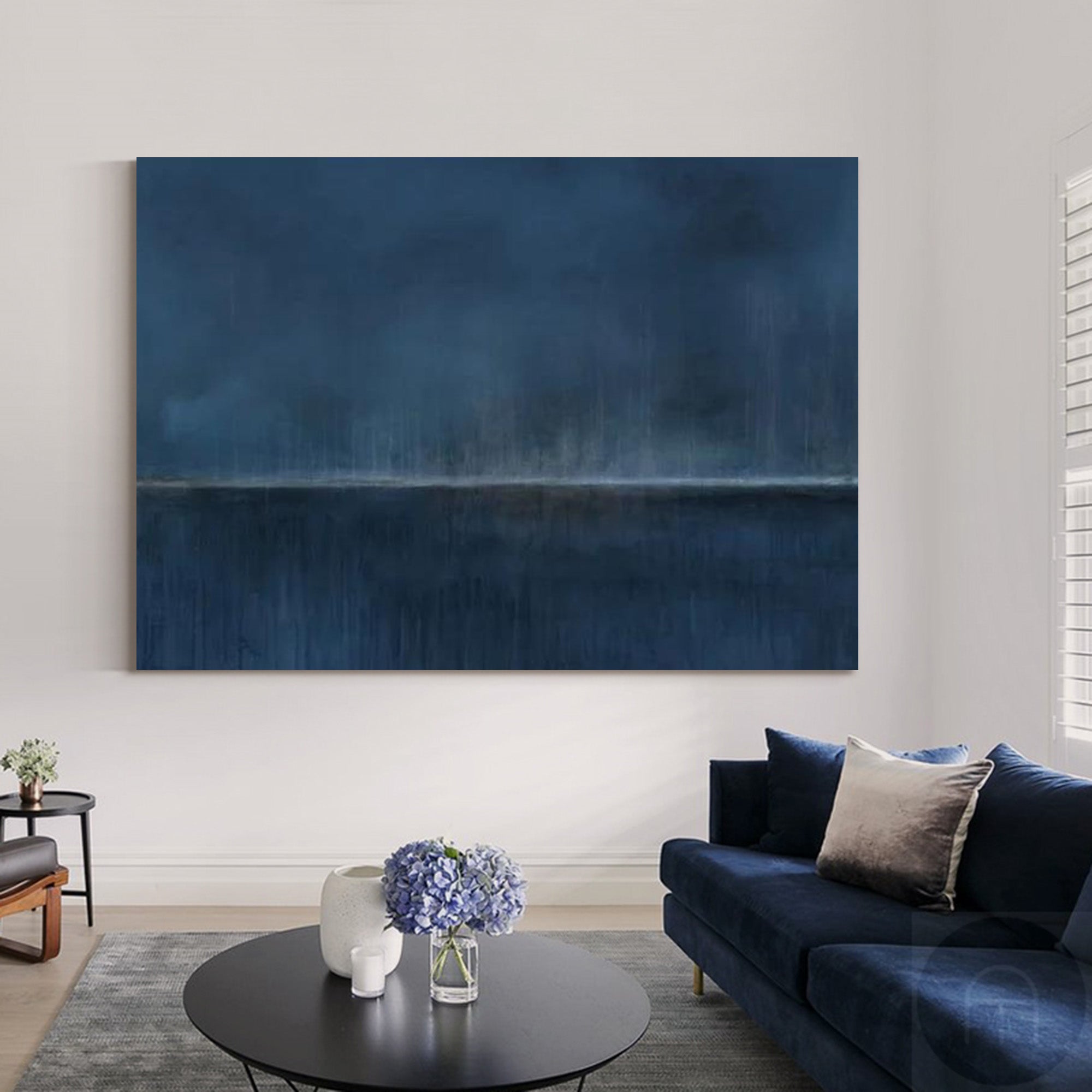 Blue Modern Abstract Art Large Abstract Wall Art Livingroom Canvas Art Painting For Sale