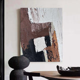 Modern Abstract Art Brown Abstract Canvas Wall Art, Large Abstract Acrylic Painting For Sale