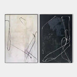 Modern Black And White Abstract Wall Art Set Of 2 Minimalist Art Large Minimalist Wall Art