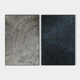 Modern Minimalist Art Texture Art 2 Pieces Black Grey Painting Circular Line Canvas Painting