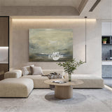 Color Beige Impressionist Seascape Paintings Large Beach Canvas Wall Art Modern Beach Art