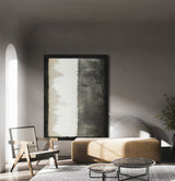 Modern Minimalist Artworks Black Beige Acrylic Painting Wabi-sabi Canvas Wall Art For Sale