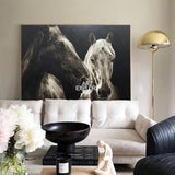 Large Running Horses Canvas Art Wild Horse Wall Art Black And White Horse Oil Painting For Sale