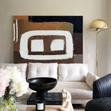 Modern Brown Abstract Wall Art Large Japandi Interior Canvas Art Horizontal Wall Art For Sale