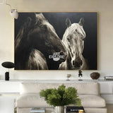 Large Running Horses Canvas Art Wild Horse Wall Art Black And White Horse Oil Painting For Sale