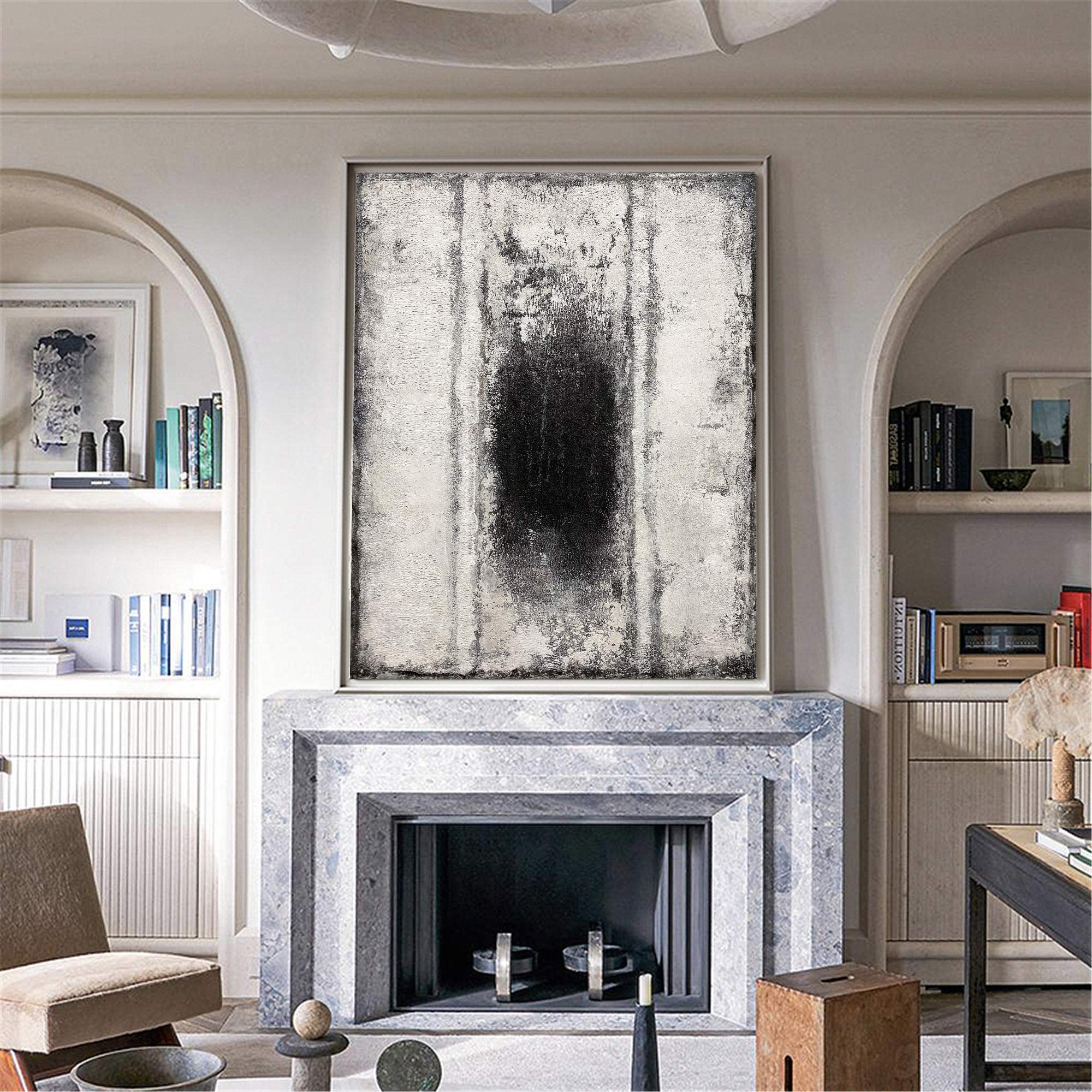 Black White Abstract Wall Art Extra Large Abstract Painting Acrylic Modern Abstract Canvas Art Contemportary Art