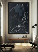 Black Textured Minimalist Art Rich Textured Wall Art Minimalist Painting Large Canvas Wall Art