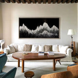 Modern Seascape Wall Art Acrylic Painting Black White Ocean Wave Abstract Painting Panoramic Wall Art Huge Canvas Art For Living Room