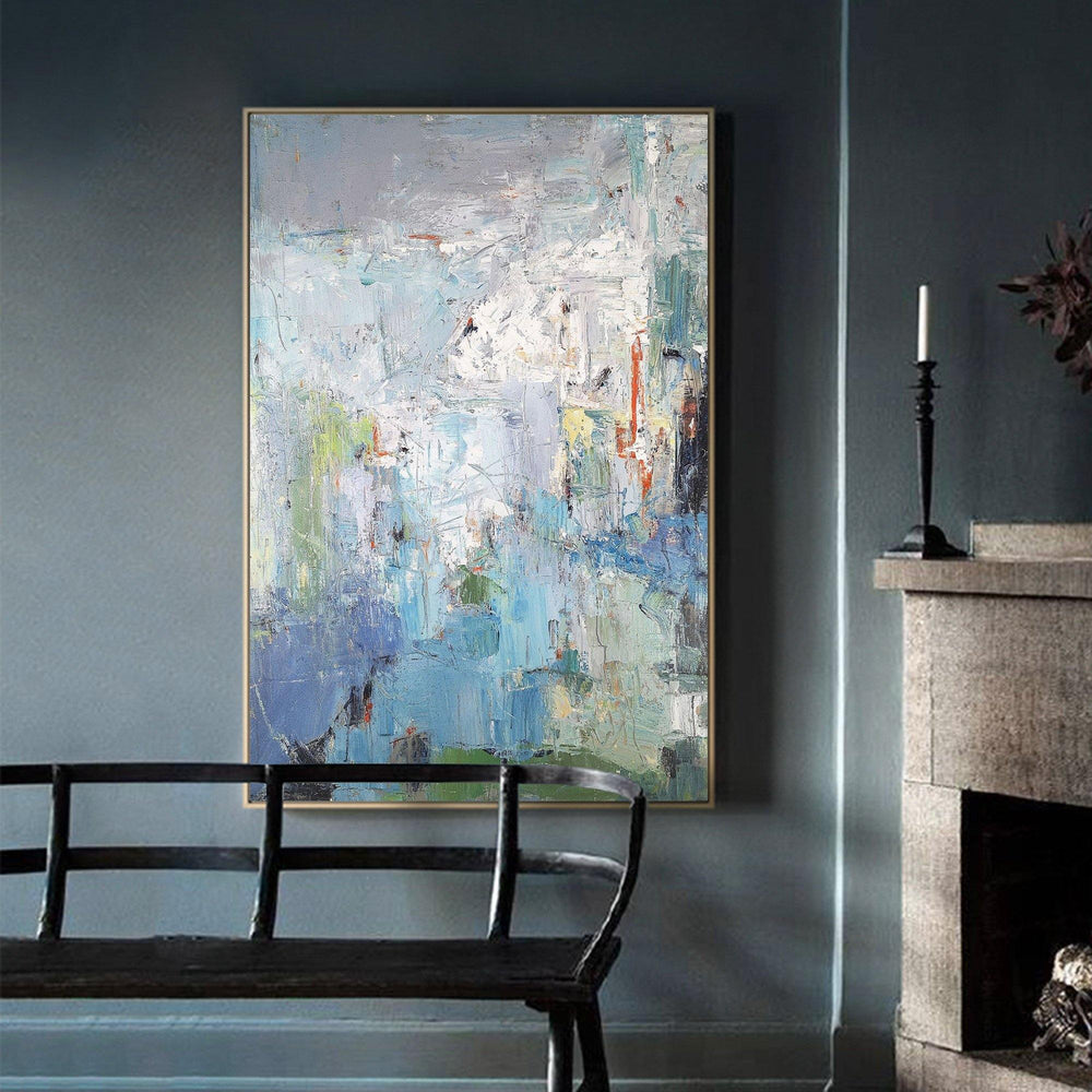Large Original Abstract Blue And Green Wall Art Textured Modern Abstract Painting