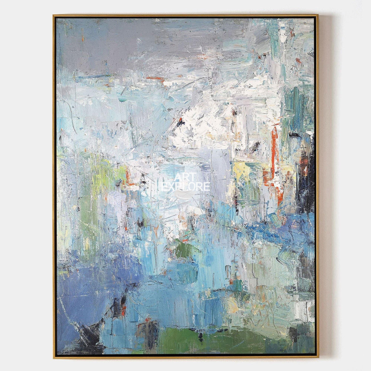 Large Blue Green Wall Art Original Abstract Rich Textured Wall Art Modern Abstract Painting For Sale
