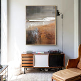 Large Brown Landscape Acrylic Painting Livingroom Canvas Wall Art Modern Abstract Landscape Painting For Sale