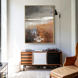 Large Brown Landscape Acrylic Painting Livingroom Canvas Wall Art Modern Abstract Landscape Painting For Sale