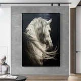 Large White Horse Oil Painting Wild Horse Canvas Art Black and White Horse Painting For Sale