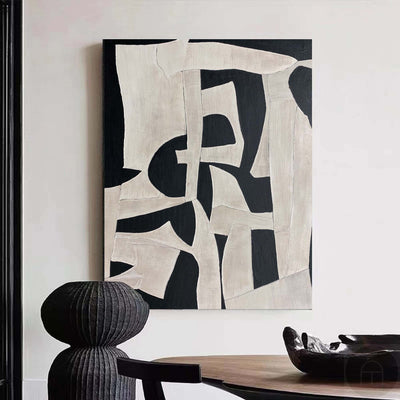 Modern Minimalist Painting Black And White Abstract Canvas Wall Art Minimalist Art For Sale