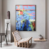 36 x 48 Colorful Abstract Beach Painting Vertical Acrylic Seascape Paintings