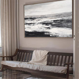Black And White Beach Wall Art Abstract Ocean Art Beach Scene Painting