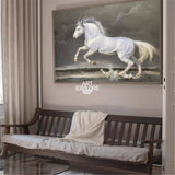 White Running Horses Canvas Wall Art Extra Large Wild Horse Canvas Art Moddern White Horse Painting