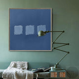 Modern 3D Texture Painting Minimalist Canvas Wall Art Wabi-Sabi Blue Abstract Painting