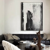 Black and white Abstract art Modern minimalist wall art Textured canvas Painting for sale