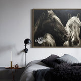 Large Running Horses Canvas Art Wild Horse Wall Art Black And White Horse Oil Painting For Sale