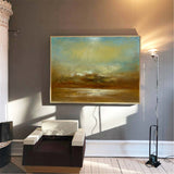 Color Green Impressionist Seascape Paintings Large Beach Canvas Wall Art Modern Beach Art