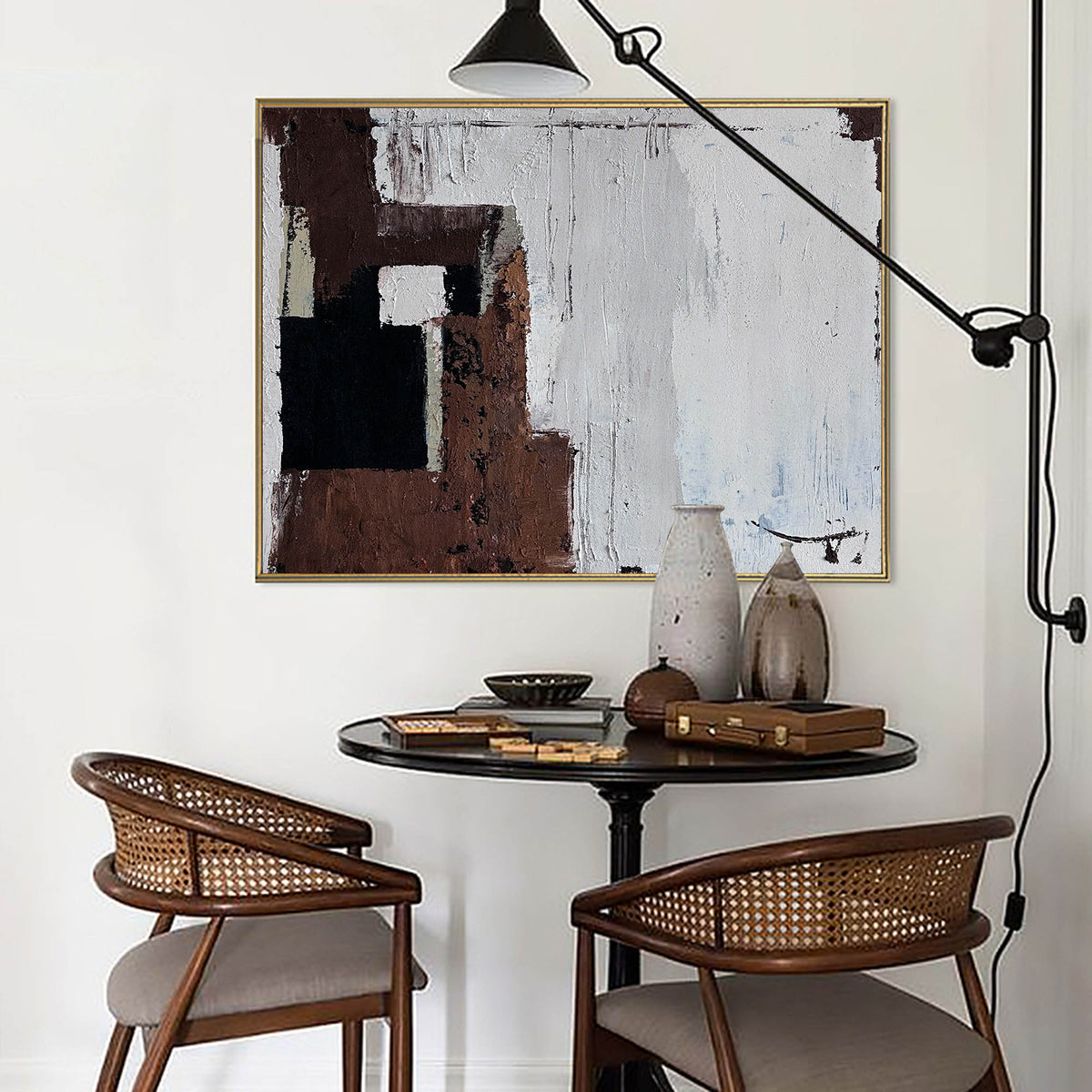 Japandi Abatract Wall Art Large Abstract Oil Paintings On Canvas Brown Acrylic Painting Modern Wall Art