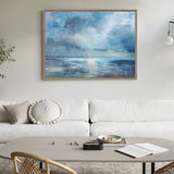Blue Abstract Seascape Canvas Art Impressionist Acrylic Paintings Large Beach Canvas Wall Art